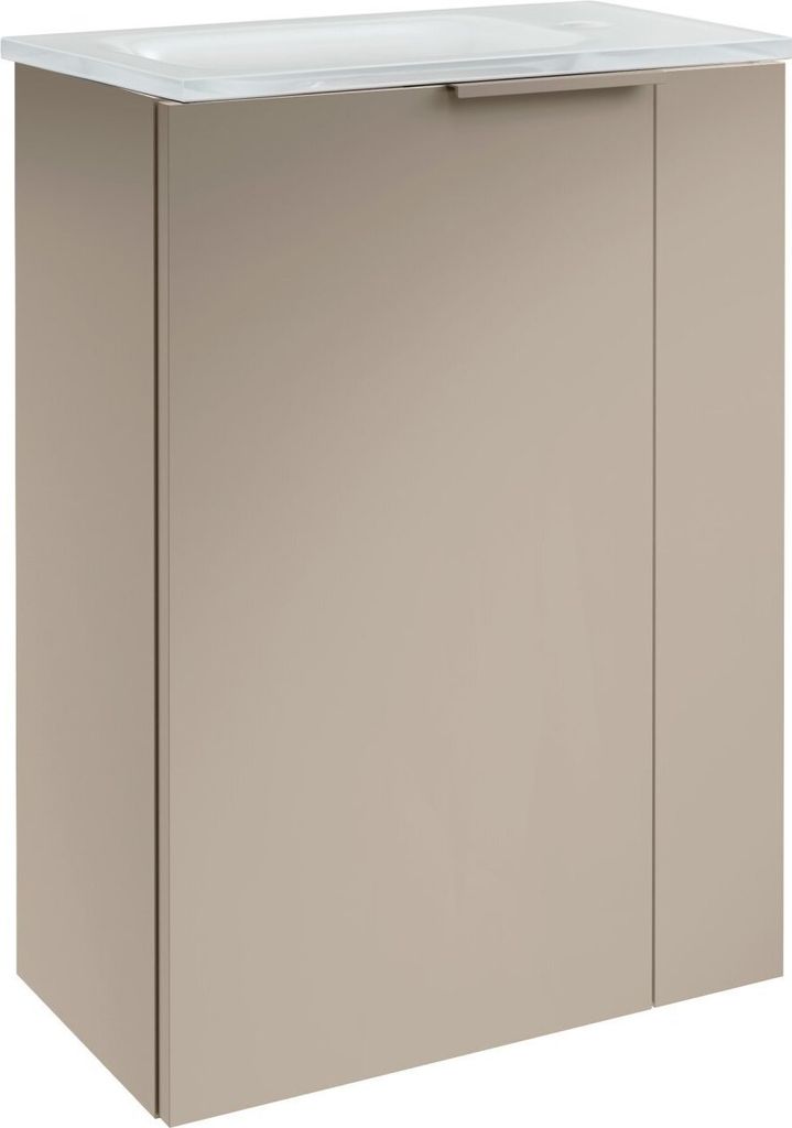 FACKELMANN SBC B.PARIS Gäste WC Waschtisch Set 45 cm breit, Grau, Glasbecken Weiß, Türanschlag links Perfekte Kombination aus Stil und Funktion...
