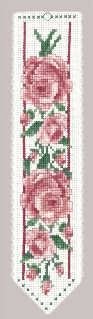 Segnalibro Punto Croce Rose Rosa Le Bonheur des Dames Kit 5x20cm