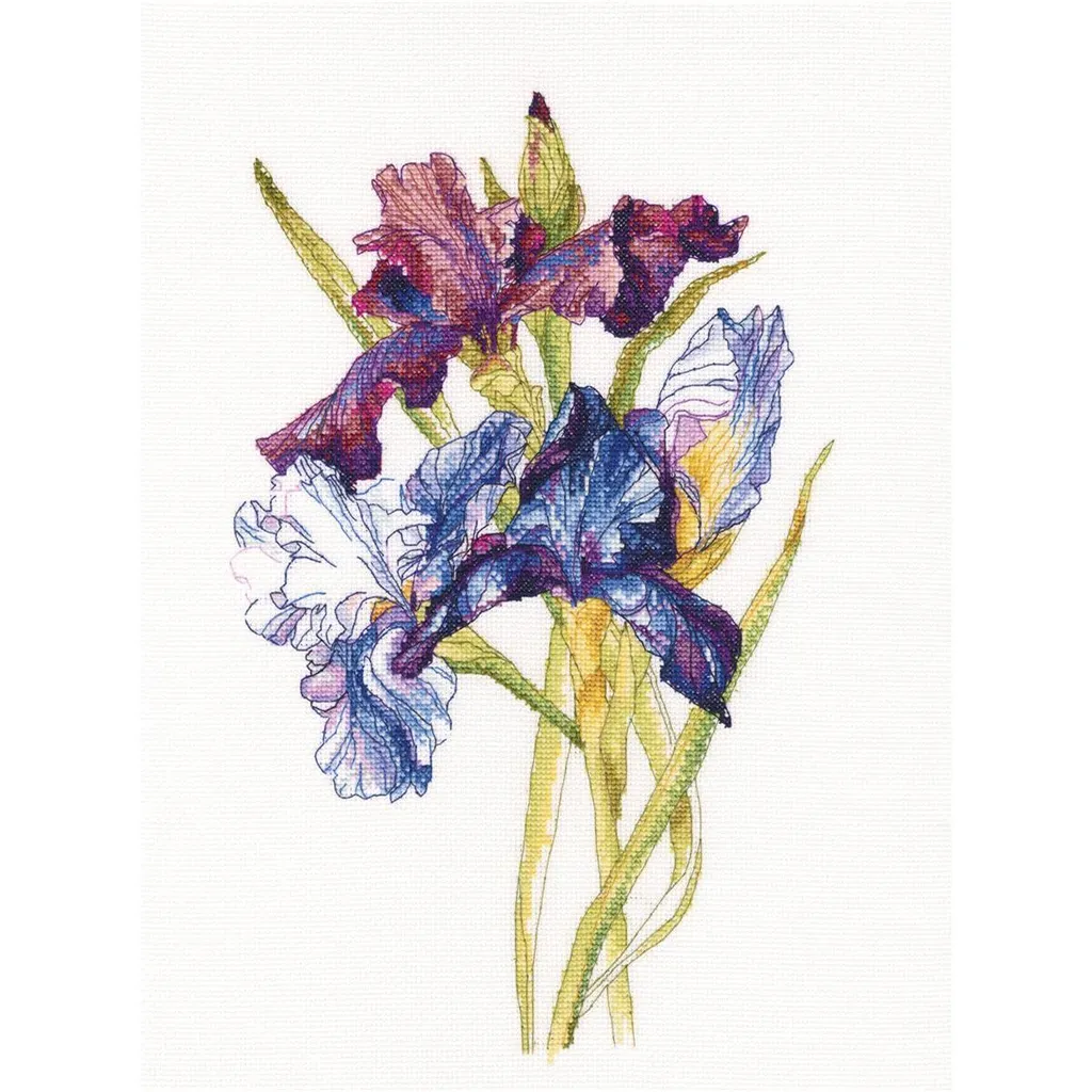 Kit point de croix RTO Iris Arc-en-ciel motif floral multicolore M580