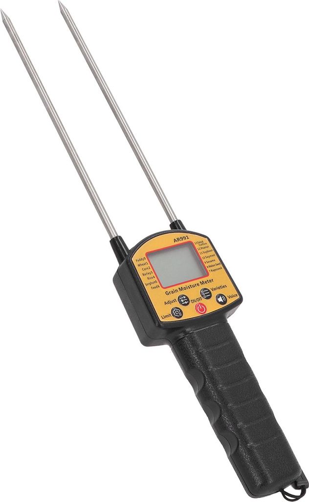 Getreide Feuchtemessgerät Digitales LCD Display Getreide Feuchtemessgerät mit Doppelsonde für Reis Weizen Mais Bohne Sprachansage Englische Version