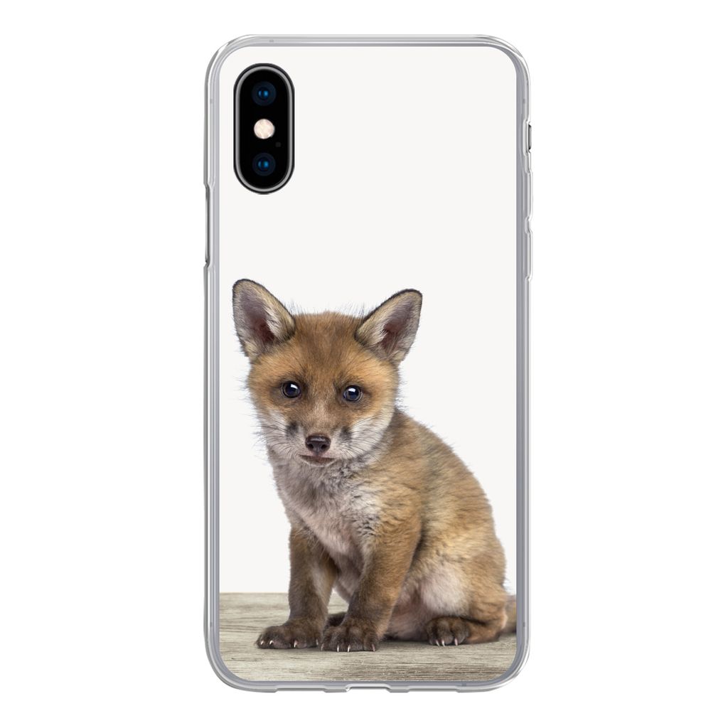 MuchoWow Handyhülle Schutzhülle Hülle für iPhone X Fuchs - Baby-Fuchs - Kinder - Mädchen - Jungen Silikon Softcase Handy Hülle - Handyhülle