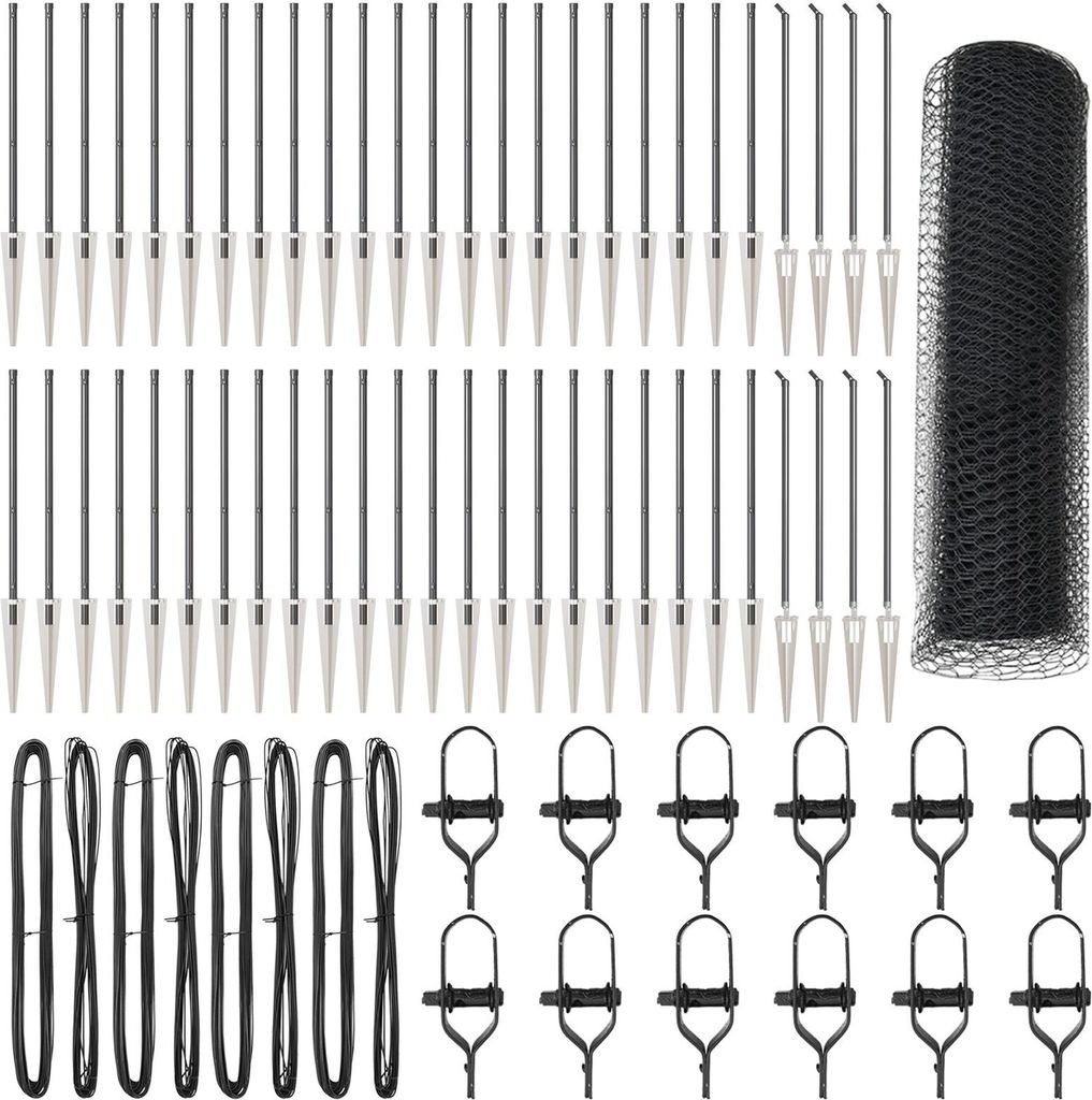 Langlebige Hexagon Zaun Grau 1x100 m Stahl, Zaunpfosten mit Spike 13 Stück Ø32 mm 120 cm Verzinkter Stahl - Zaunzubehör Möbel624767