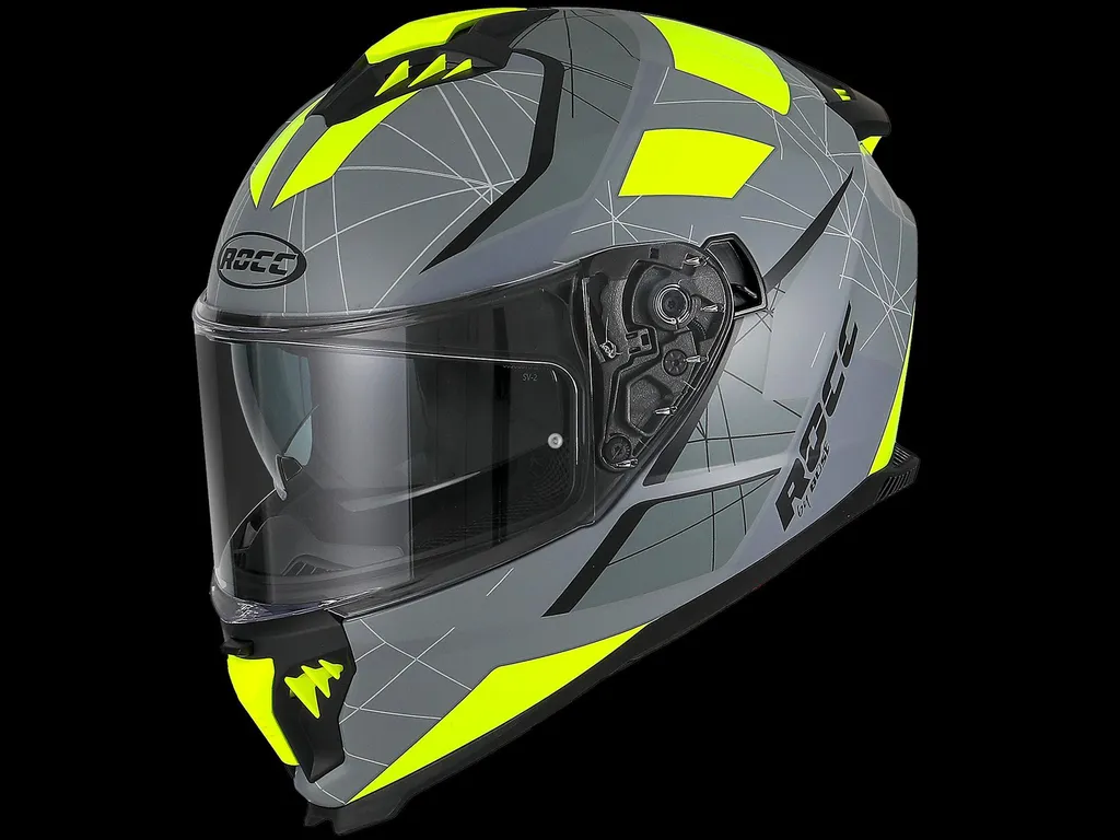 Casque intégral de route ROCC 390 gris jaune mat pour motard taille M