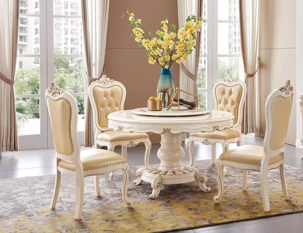 Esszimmer Set Luxus Esstisch und 4 Stühle klassische Möbel 5 Stück neu