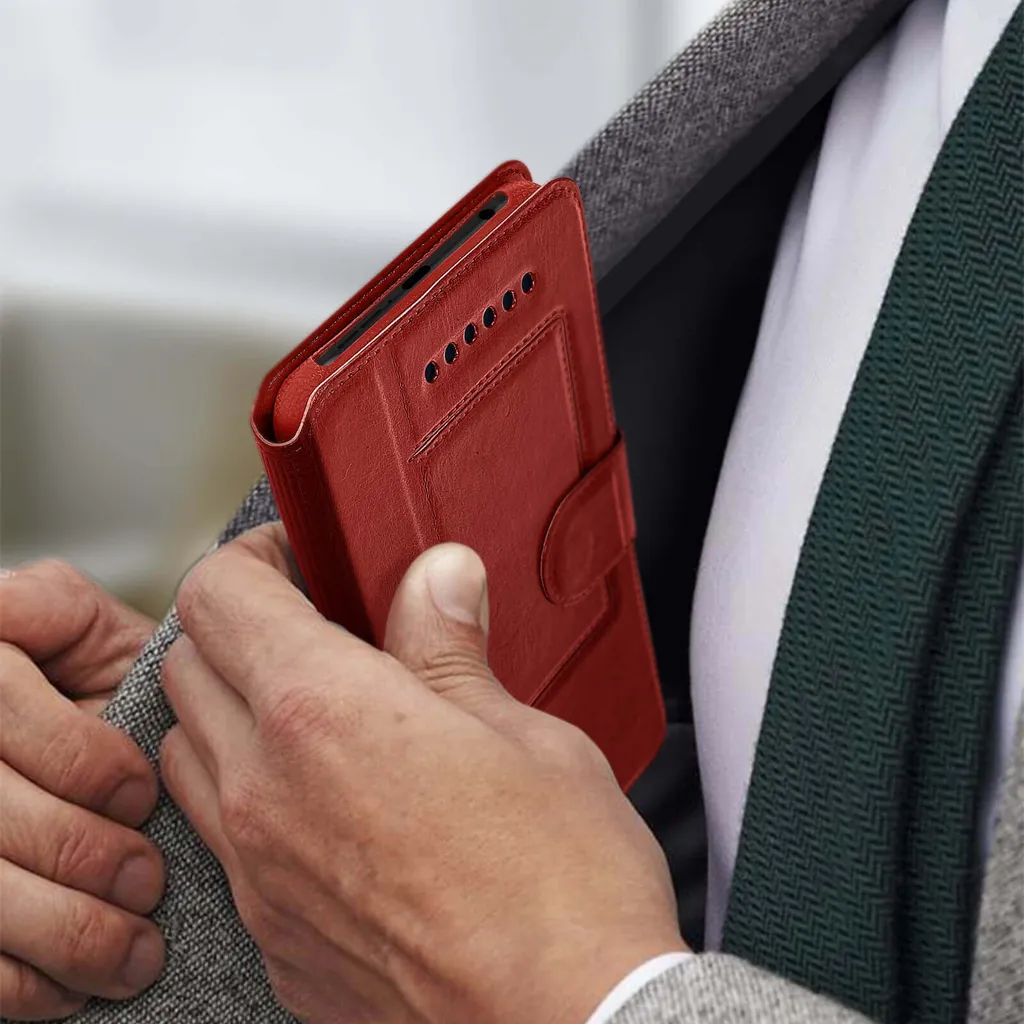 Cover Universale Smartphone Rossa 120x126x63mm con Doppia Finestra Display - 6