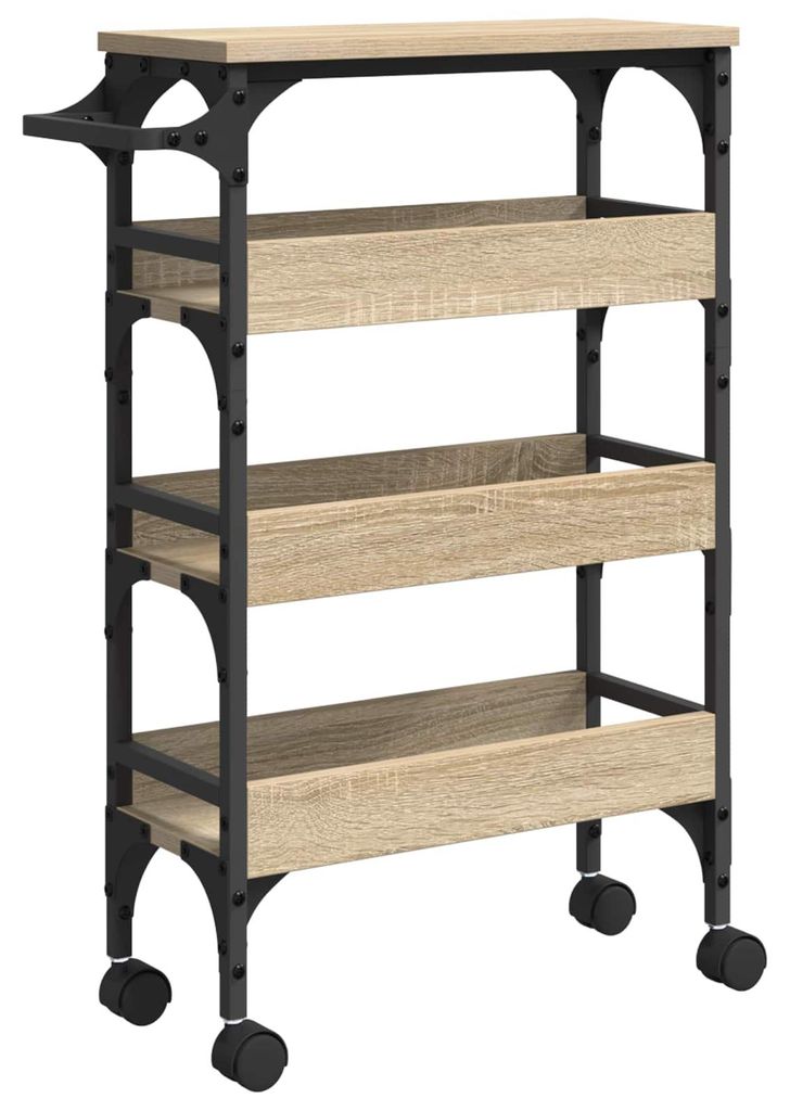 Chariot de cuisine vidaXL en chêne Sonoma, 53 x 20 x 76 cm, Image du produit 