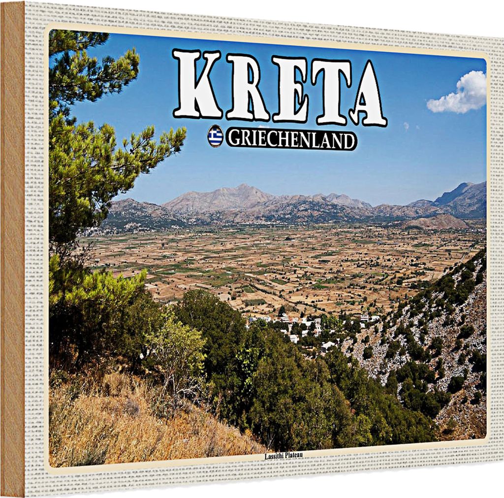 Holzschild Reise 30x20cm Kreta Griechenland Lassithi Plateau