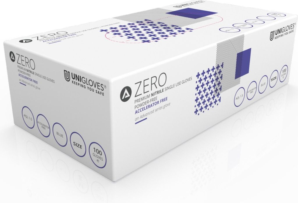 Unigloves Zero Nitrilhandschuhe blau puderfrei Gr. XL 1000 Einmalhandschuhe