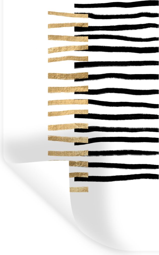 MuchoWow Wandtattoo Wandsticker Wandaufkleber Linie - Gold - Gestaltung 40x60 cm Selbstklebend und Repositionierbar - Wierderverwendbar - Selbstk...