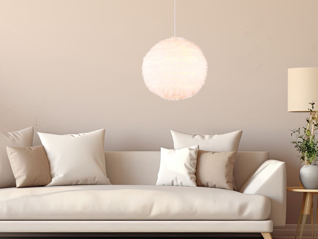 LED Plüsch Hängelampe Ø 35cm über Esstisch hängend, Produktbild 