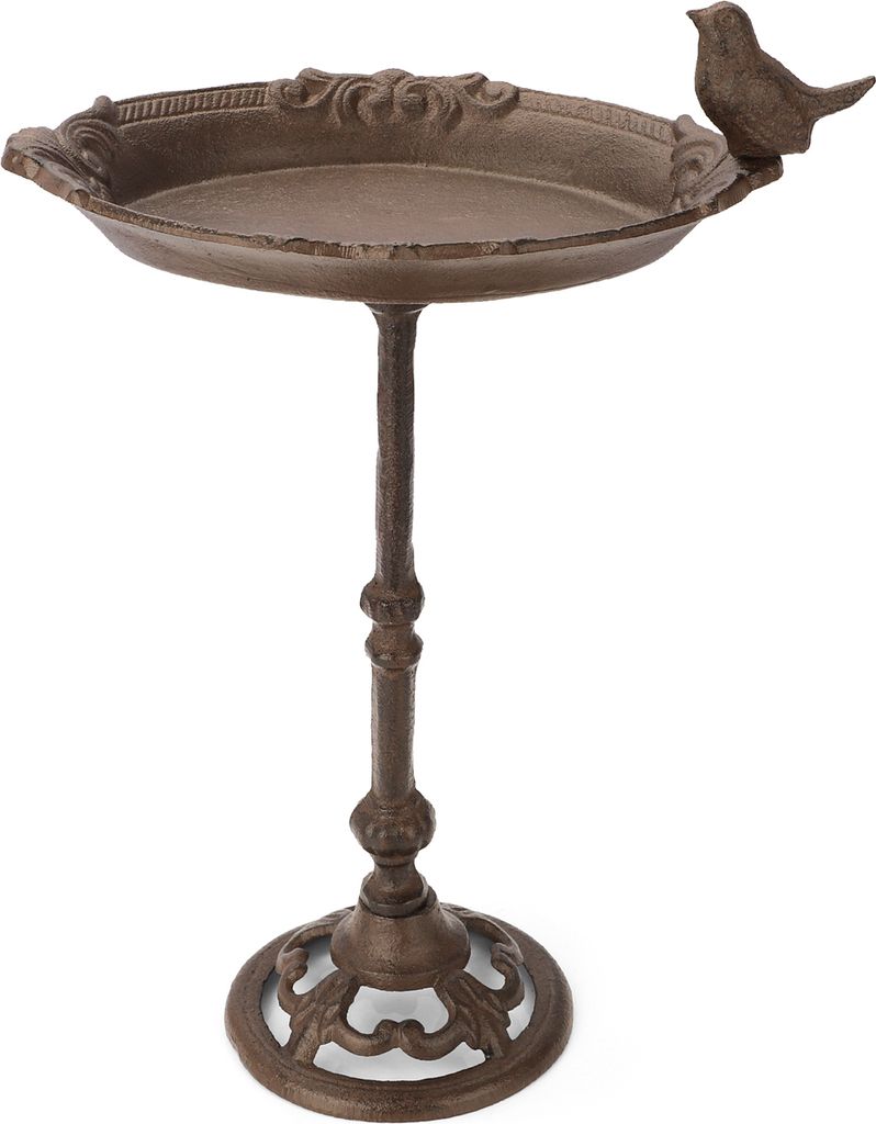 WILDLIFE HOME Vogeltränke stehend I Vogeltränke 38cm hoch mit Standfuß Garten, Balkon I Vogelbad frostsicher aus Gusseisen, Wassertränke für V...
