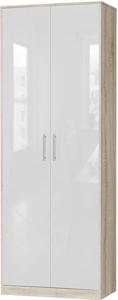 SMARTBett Schrank Kleiderschrank Aktenschrank 80 cm Eiche Sonoma/Weiss Glanz
