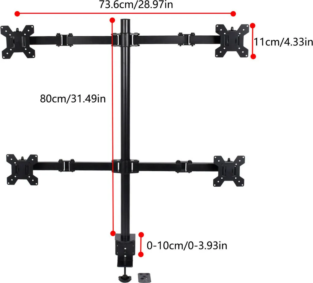 Support d'écran ergonomique pour bureau - Fixation Table 4 Multi-écrans - 2