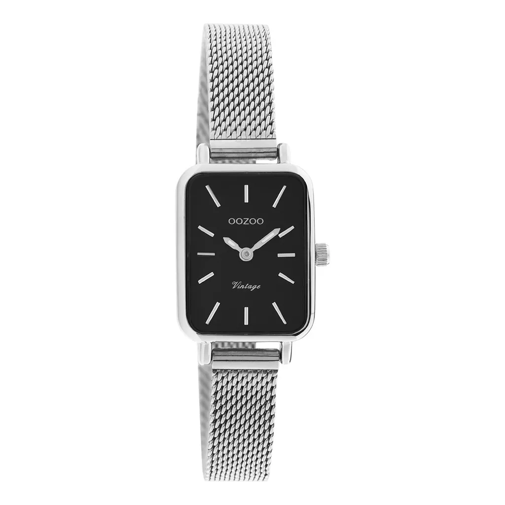 Orologio Oozoo Vintage UOC20267 Donna - Quadrante Nero e Mesh Argento - 1