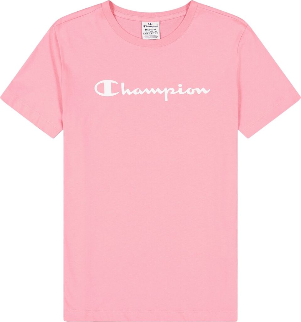 Champion Shirt Unifarbenes Kurzarm T-Shirt mit Rundhalsausschnitt und großem Markenprint