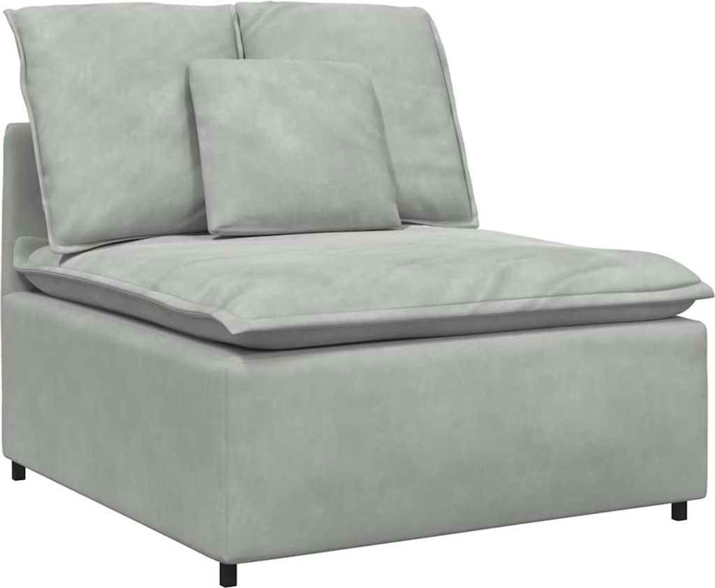 vidaXL Modulares Sofa Mittelmodul mit Kissen Hellgrau 100 cm