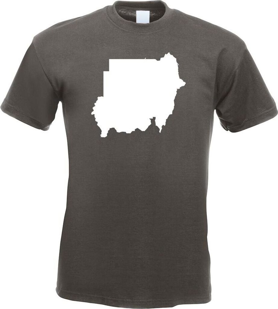 Kiwistar - T-Shirt - Graphit - Sudan Umriss Kontur Herren Funshirt Bedruckt Design Sprüche Spruch Motive - mit Motiv Bedruckt - Funshirt Design - ...