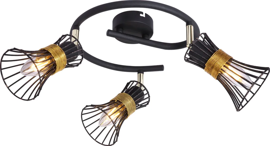 Spot Globo Metallo Nero 3xE14 | Faretto da Soffitto Robusto e Facile Montaggio