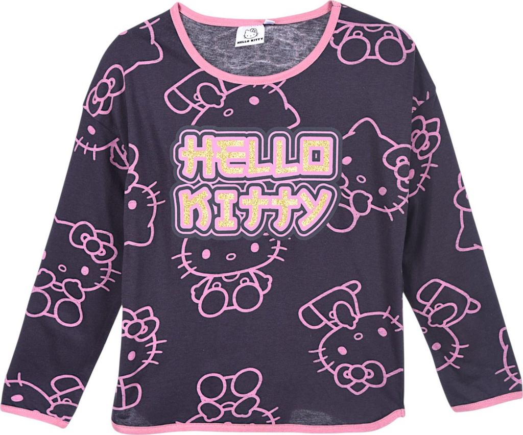 Langarmshirt Hello Kitty mit Glitzer Dunkelgrau 104 cm