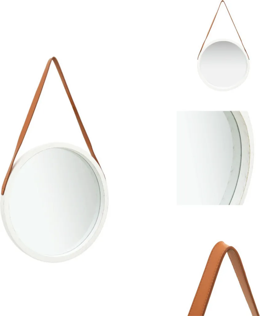 Specchio Round 50 cm vidaXL Bianco con Belt - Must-Have Interior Design