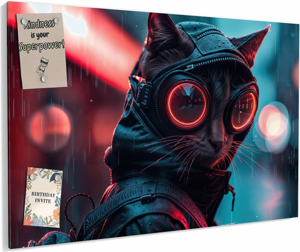 Magnettafel 60x40cm magnetisch & beschreibbar Metall-Board - Cyber Katze
