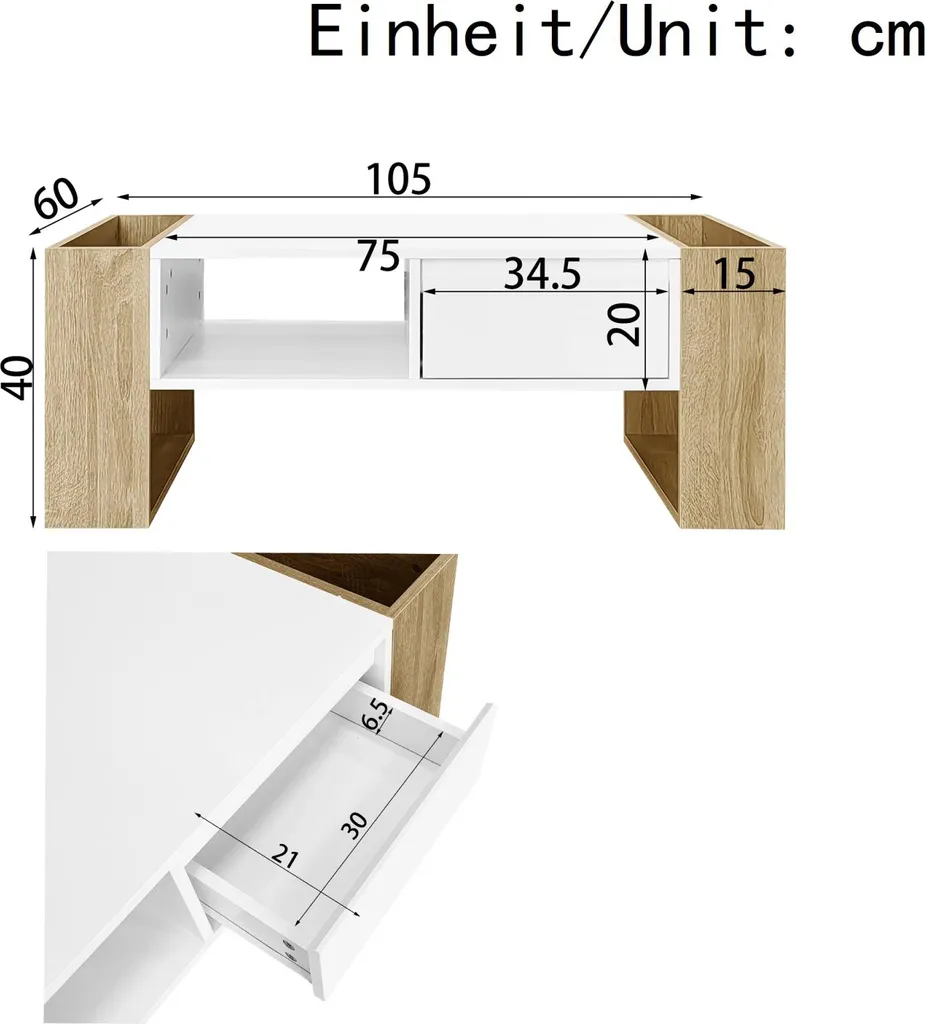 Table basse rectangulaire 105 cm idéale pour optimiser votre salon - 4