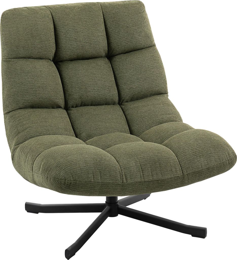 Sessel Drehbar Loungesessel mit Breiter Sitzfläche, wasserabweisend Chenille-Optik, gekreuzt Stahlbeine, Grün
