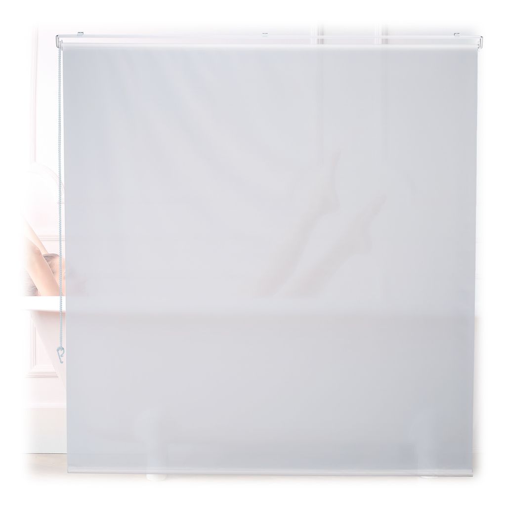 Relaxdays Duschrollo, 160x240 cm, Seilzugrollo für Dusche & Badewanne, Decke & Fenster, Badrollo wasserabweisend, weiß