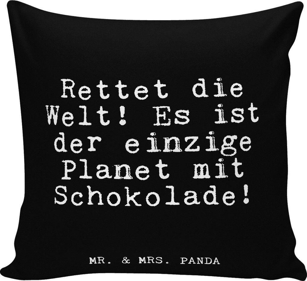 Mr. & Mrs. Panda kissen für sofa Rettet die Welt! Es... - Schwarz - Geschenk, lustig, 40x40, Freundin, Lustige Sprüche, Sofakissen, Spruch, kusch...