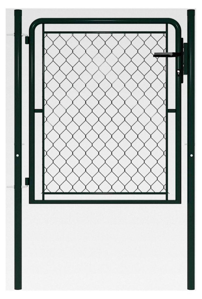 Gartentor aus Stahl 100x75 cm Grün, Robustes Zauntor mit Schloss und Griff, Verstellbare Breite, Rostbeständig für Garten und Terrasse