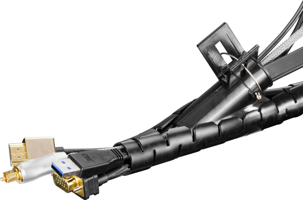 Deltaco LDR12, Kabel-Flexrohr, Tisch/Wand, Nylon, Schwarz