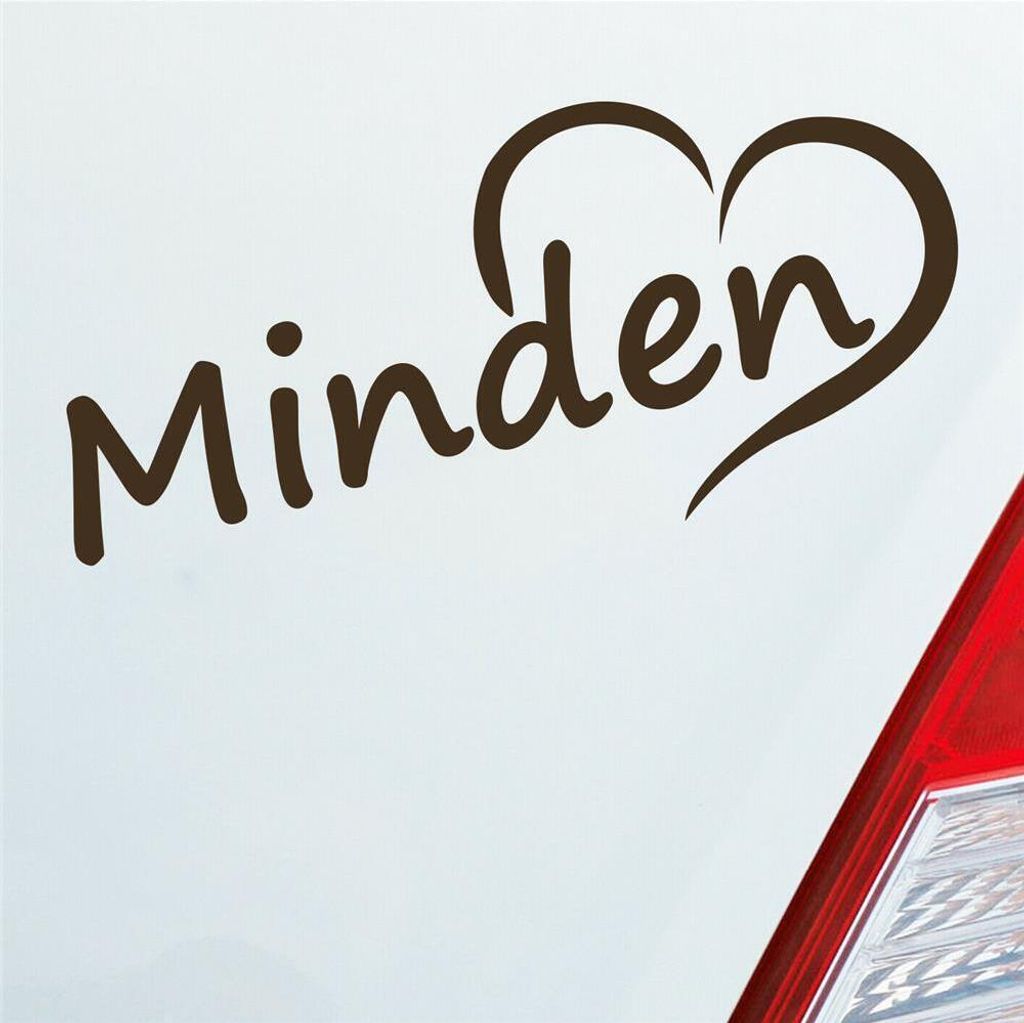 Auto Aufkleber Minden Herz Stadt City Liebe Love Heimat 17,5x8 cm Braun Sticker Heckscheibenaufkleber