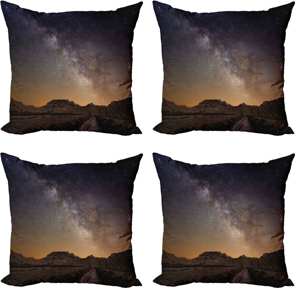 ABAKUHAUS Nacht Kissenbezug Set (4 Stück), Wüste von Bardenas Sterne, Moderner Doppelseitiger Digitaldruck, 50 cm x 50 cm, Zwetschge Aprikose Sch...