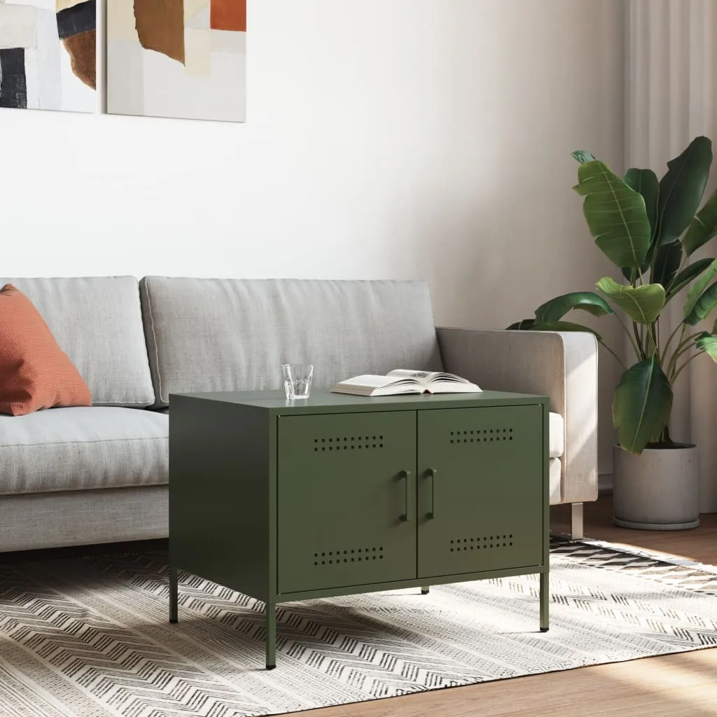 Tavolino Salotto SYFAX Verde Oliva 68x50 cm Acciaio Design Moderno