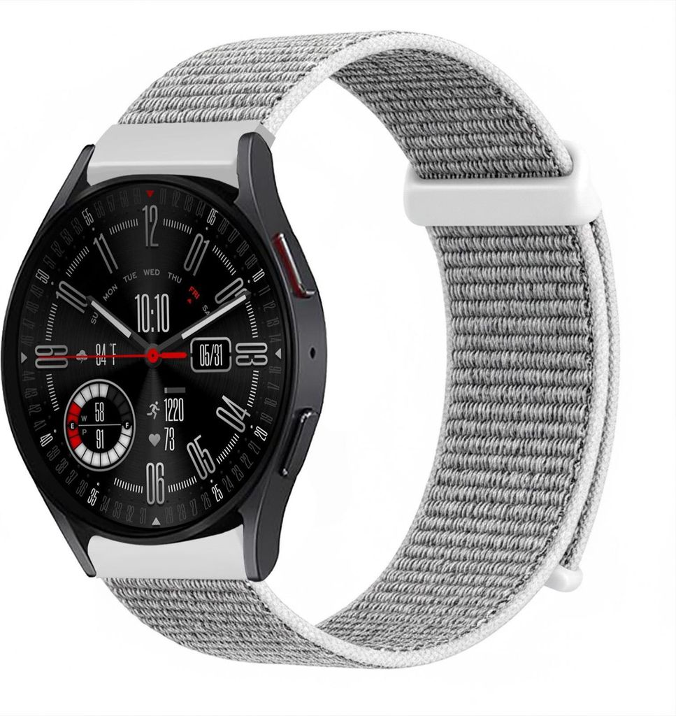 Smartwatch Armband für Samsung Galaxy Watch4 Classic 42mm Nylon Textil Band Ersatzband Wechselband Klettverschluss flexibel atmungsaktiv Grau