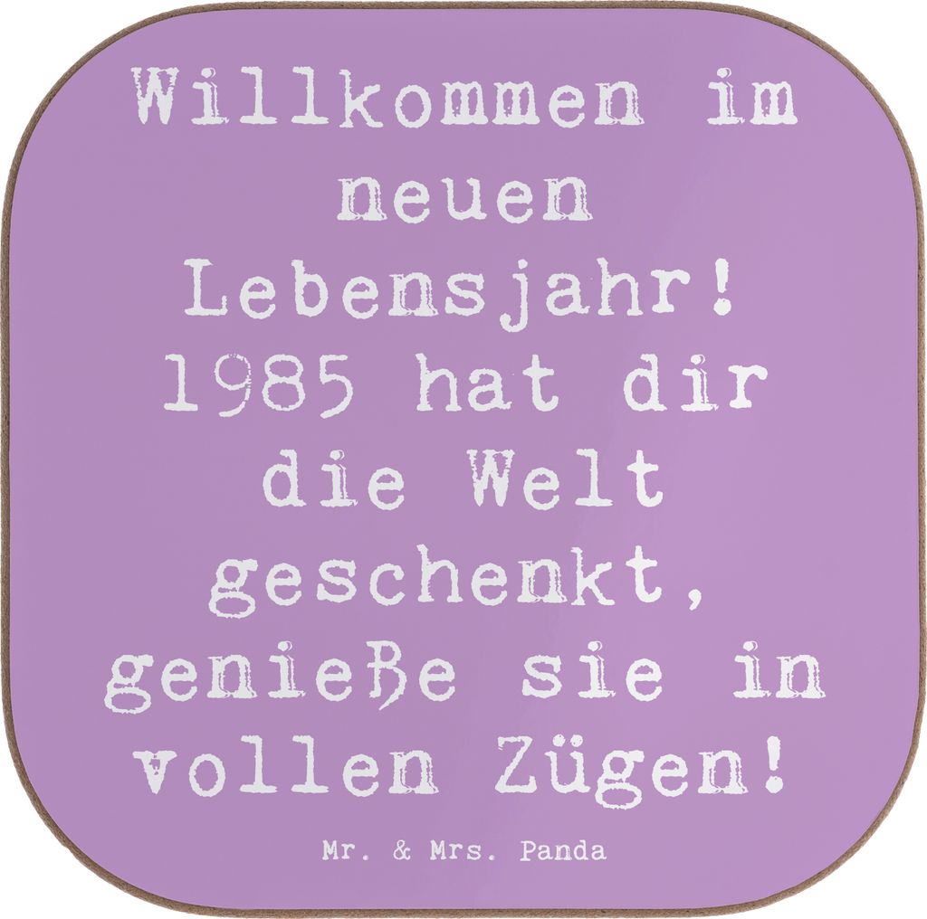 Mr. & Mrs. Panda Untersetzer Tasse Spruch 1985 Geburtstag - Lavendeltraum - Geschenk, weinuntersetzer, Coaster, Tassenuntersetzer, Jahr, Welt gesch...