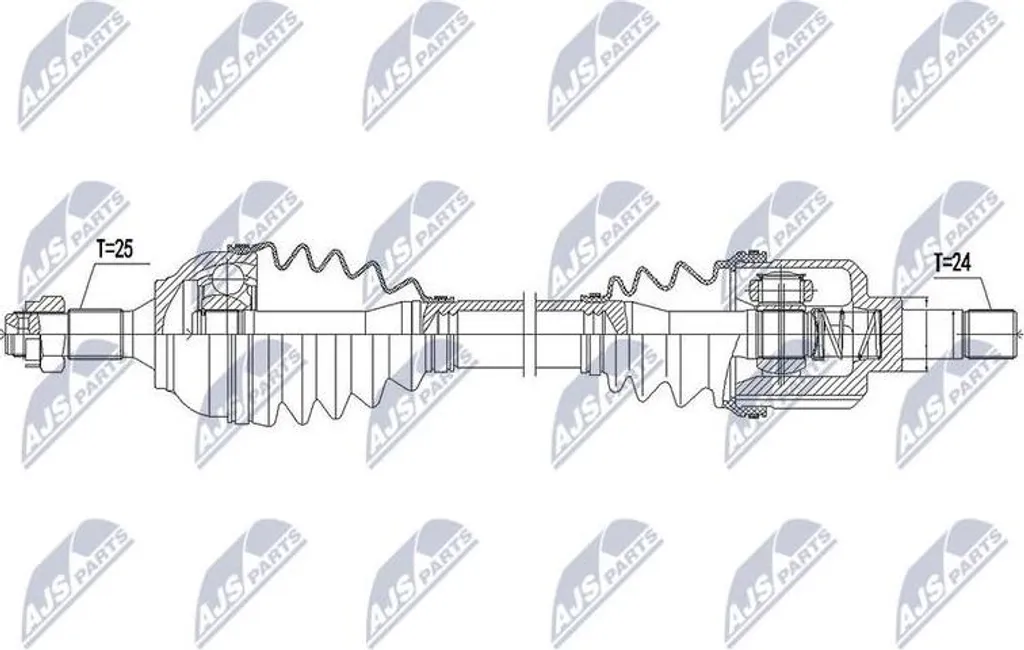 Arbre d'entraînement renforcé NTY NPW-CT-109 compatible Citroën OE 161