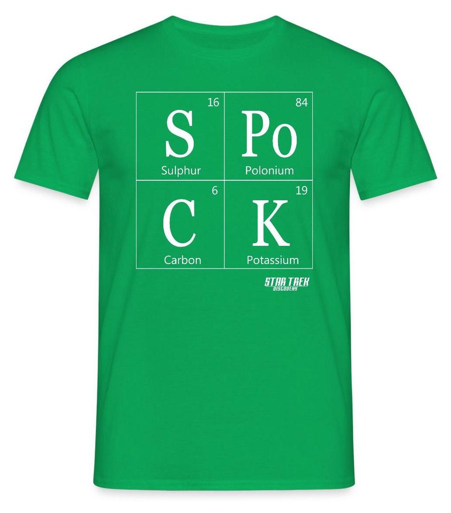 Spreadshirt Star Trek Discovery Spock Periodic Table Männer T-Shirt, S, Kelly Green