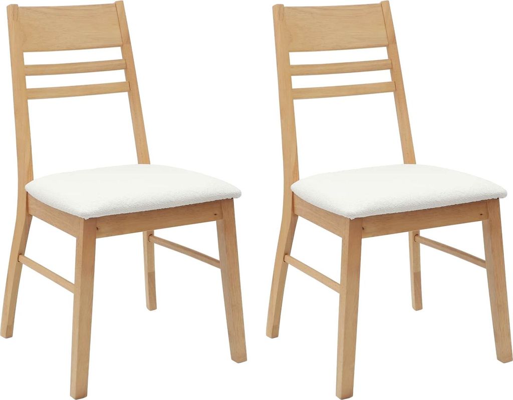 vidaXL Esszimmerstühle 2 pcs Natur 43 x 54 x 89 cm Massives Gummiholz