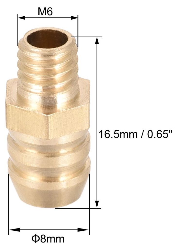 Verbindungsstš¹ck aus Messing metrischer Stecker mit Widerhaken Schlauchtš¹lle 8 mm x M6 x 1 (2 Stš¹ck)