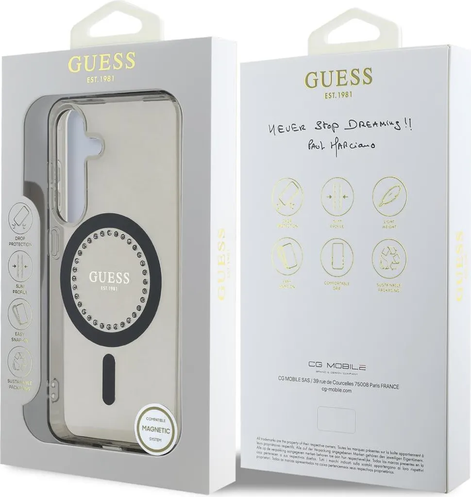 Custodia Samsung S25 Guess MagSafe Nero Strass - Protezione Lusso - 8