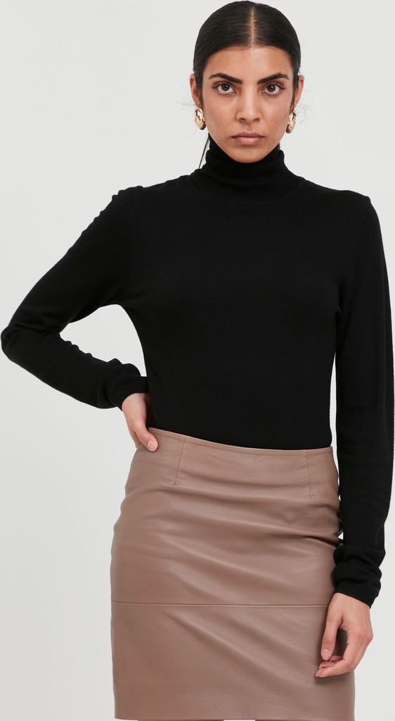 Ichi IHMafa Damen Strickpullover Rollkragenpullover Pullover mit Rollkragen Rippbündchen Feinstrick Slim fit