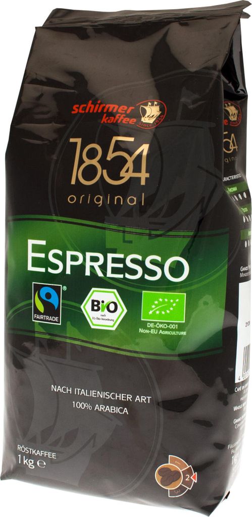 A bag of Schirmer Espresso coffee beans.