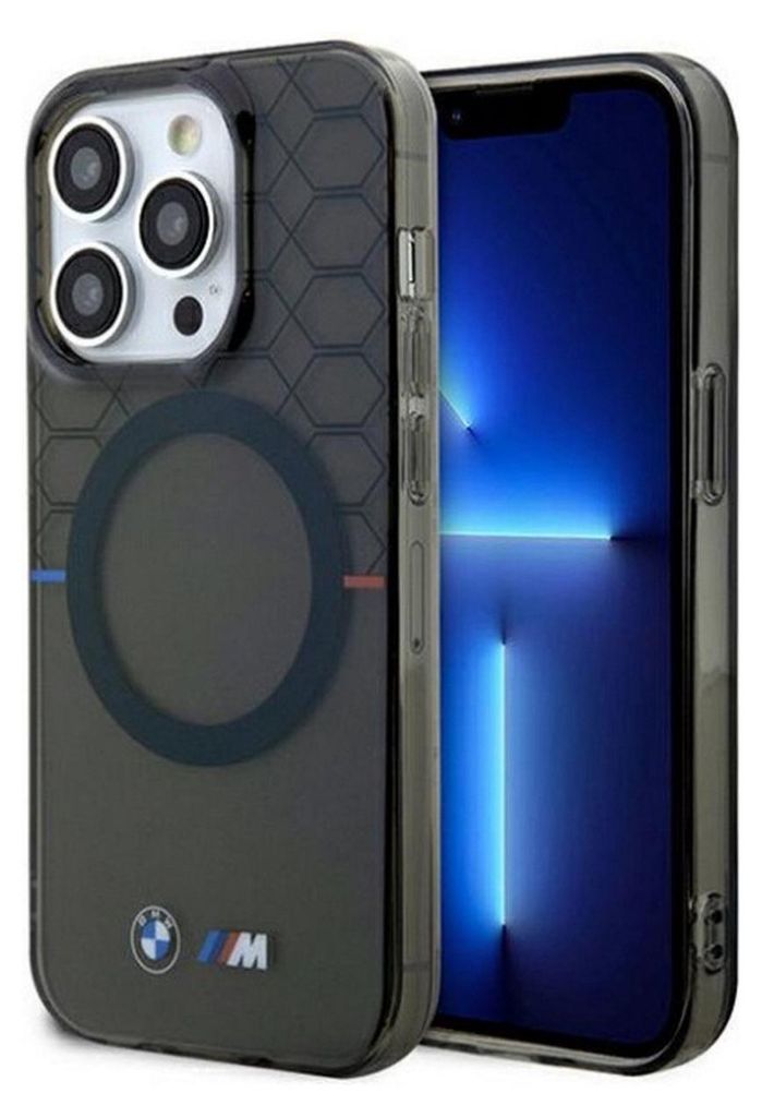 A phone case with the BMW logo is shown next to a smartphone.