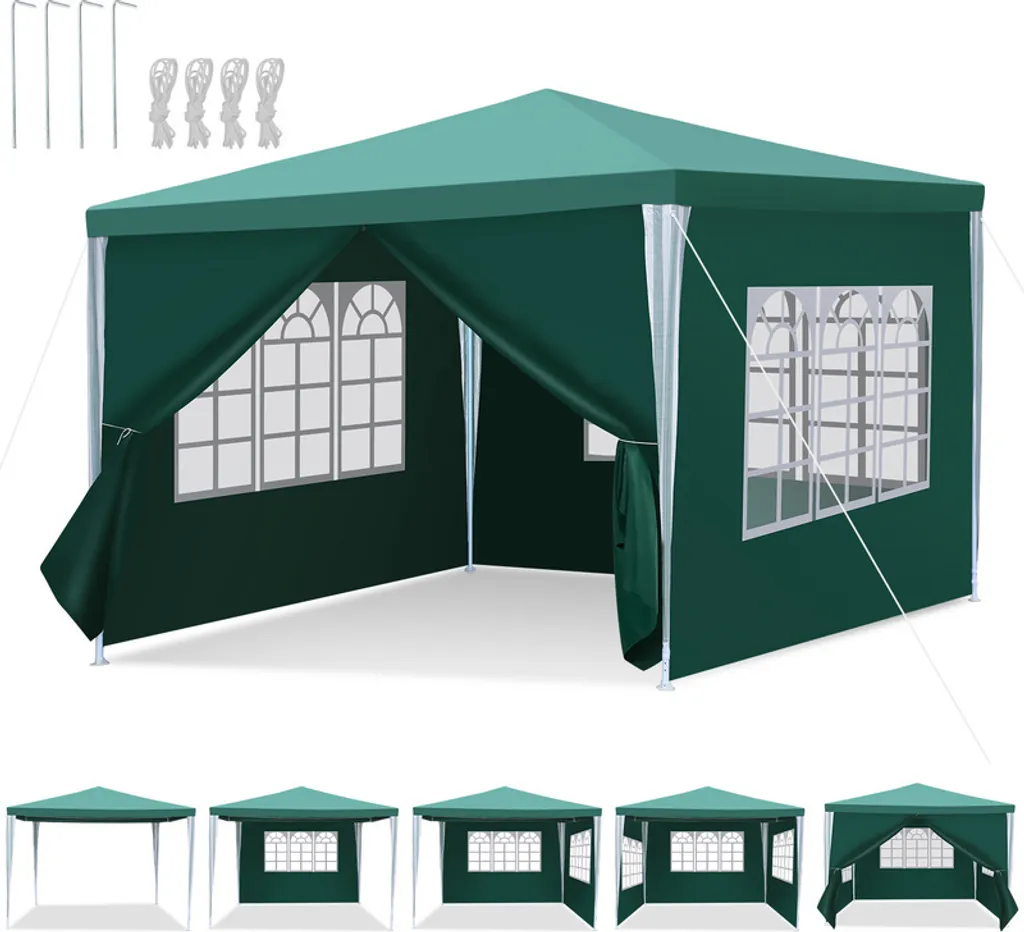 Jopassy gazebo matrimoni - Tenda da giardino festosa in struttura d'acciaio, ideale per matrimoni verde 3x3m