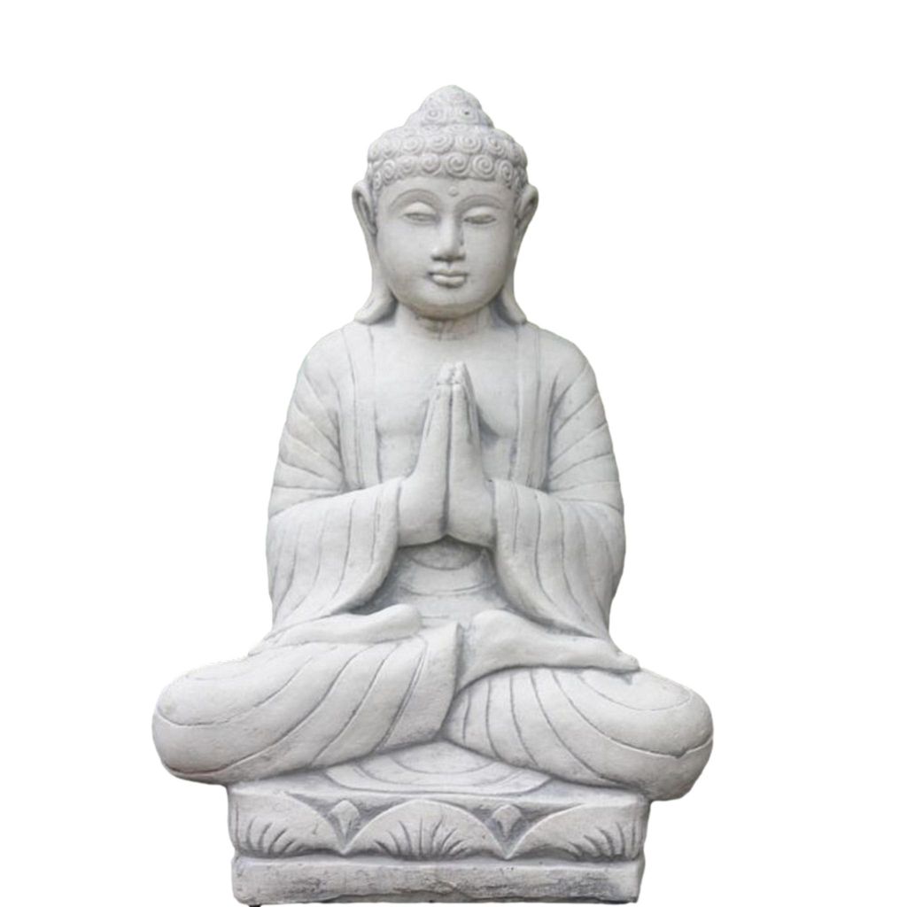 Sitzender Buddha, Buddhafigur betend für den Koi Teich, aus Steinguss Neu Frostfest Witterungsbeständig, Steinfigur, Gartenskulptur PO-K1