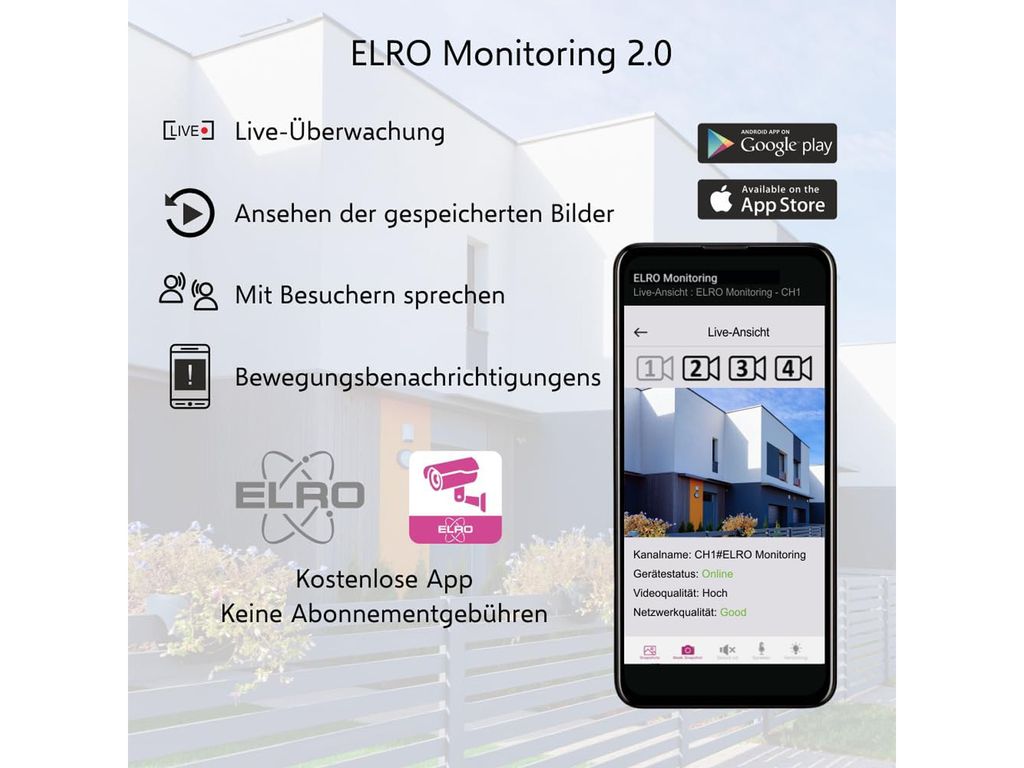 IP Überwachungskamera Set mit Aufzeichnung, 7 Zoll Monitor, Produktbild 4