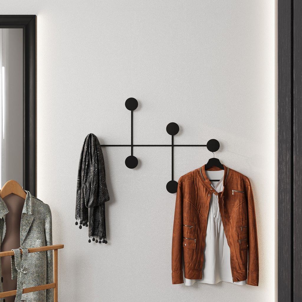 Wallity, Dama, Wandhaken aus Metall, Schwarz, 100 % METALL, 82 x 60 x 10 cm
