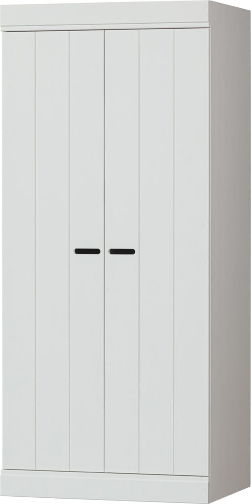 WOOOD Connect Kleiderschrank 2 Türen - Kiefer Garderobenschrank - Weiß - 175x77x56 cm