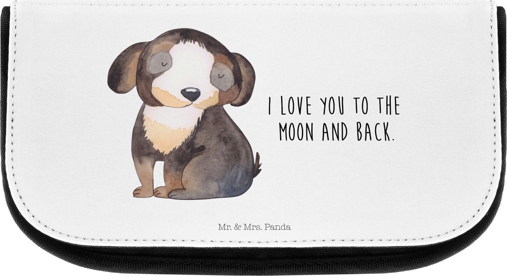 Mr. & Mrs. Panda Organizer Hund Entspannen - Weiß - Geschenk, Kulturbeutel, Kosmetikbeutel, kosmetiktäschchen, Make-Up Tasche, Kulturtasche, Lieb...